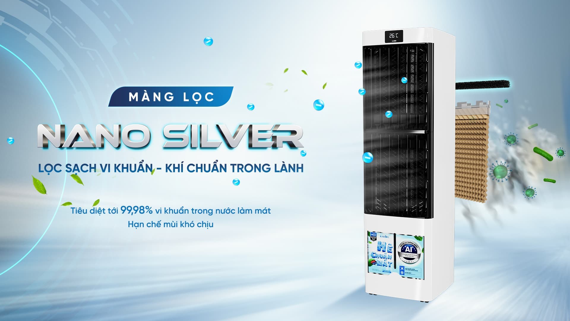 Quạt điều hòa Karofi KAC-H132R công nghệ tự điều chỉnh tốc độ gió - Hàng chính hãng