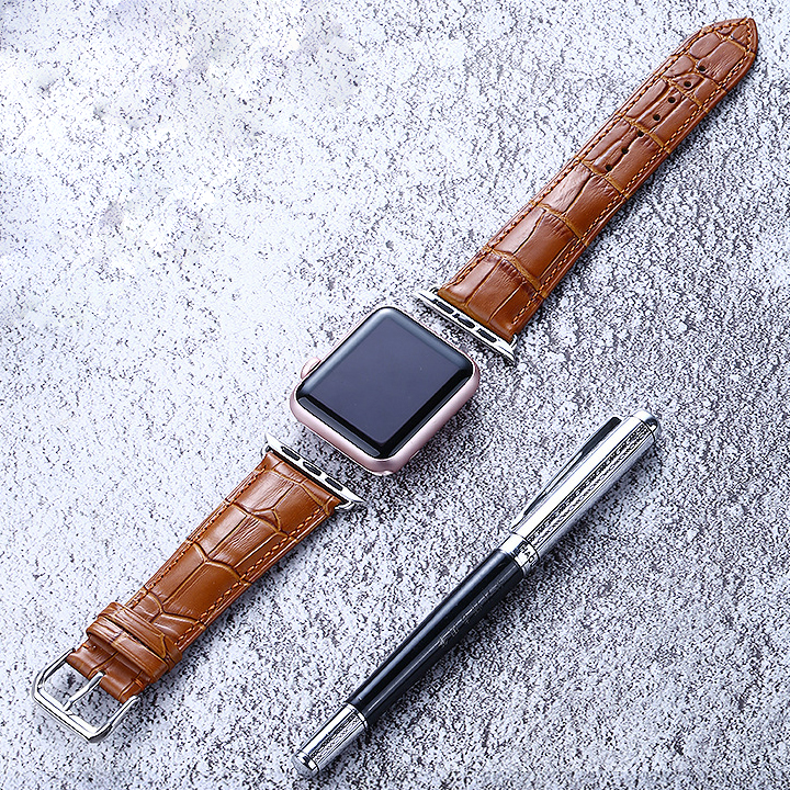 Dây Đồng Hồ Thay Thế Dành Cho Apple Watch 48 Ultra 45/44/42mm - 41/40/38mm, Chất Liệu Da Cá Sấu Cao Cấp Màu Vàng Cam Tương Thích Các Phiên Bản Series 8/7/6/5/4/3/2/1/SE Bảo Hành 12 Tháng