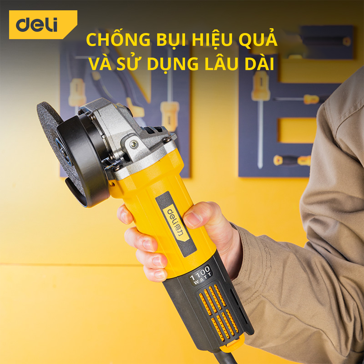 Máy Cắt Cầm Tay Mài Góc Deli Cao Cấp 1100W - Sừ Dụng Với Mọi Chất Liệu - Thiết Kế An Toàn, Tiện Dụng - DL681001