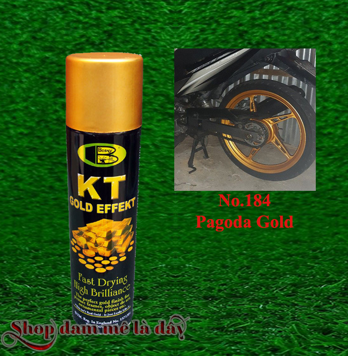 Sơn xịt xi vàng màu pagoda gold nhũ KT No.184 gold effect Bosny - Thái Lan