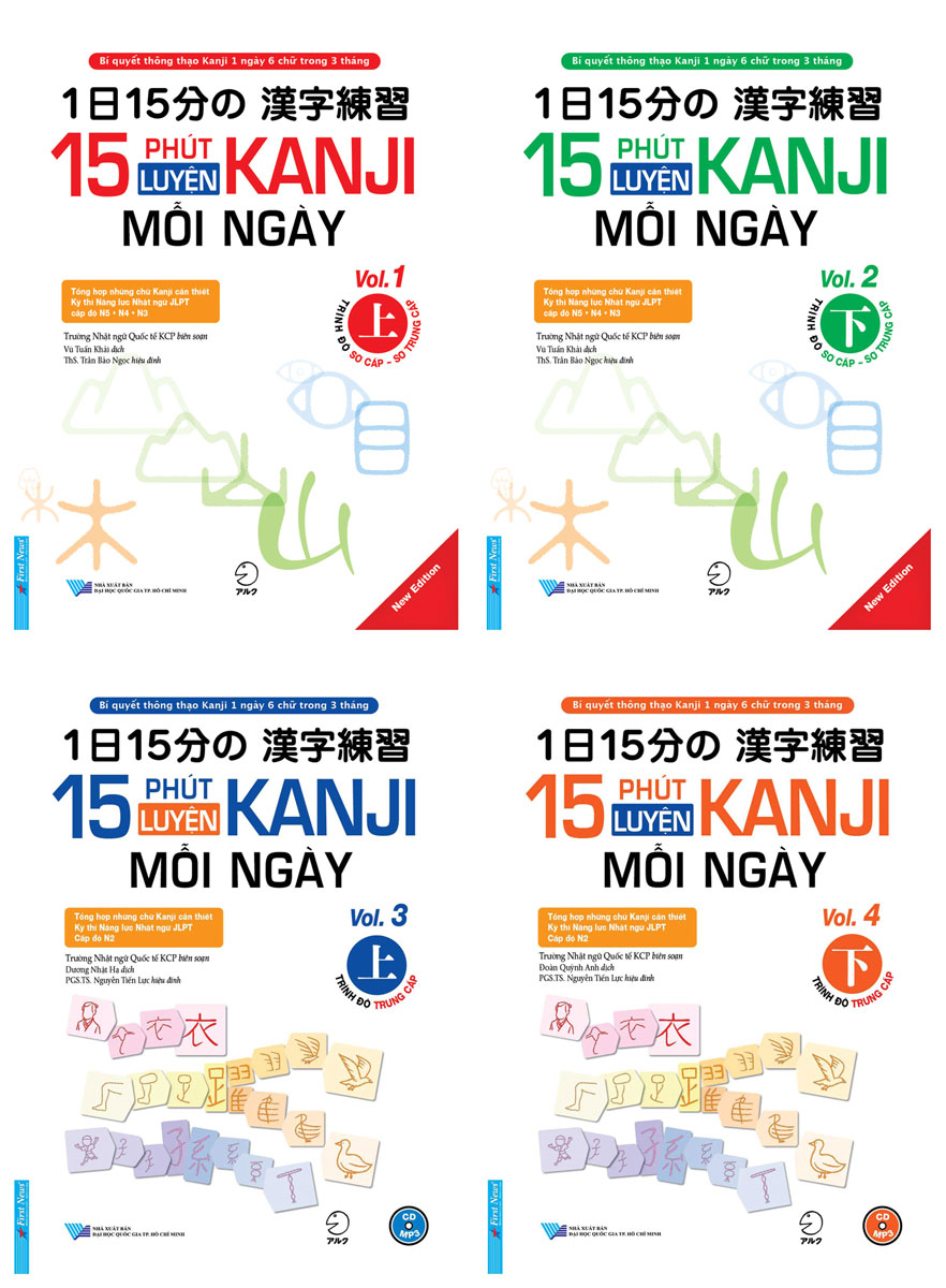 Combo 15 Phút Luyện Kanji Mỗi Ngày (Bộ 4 Cuốn)