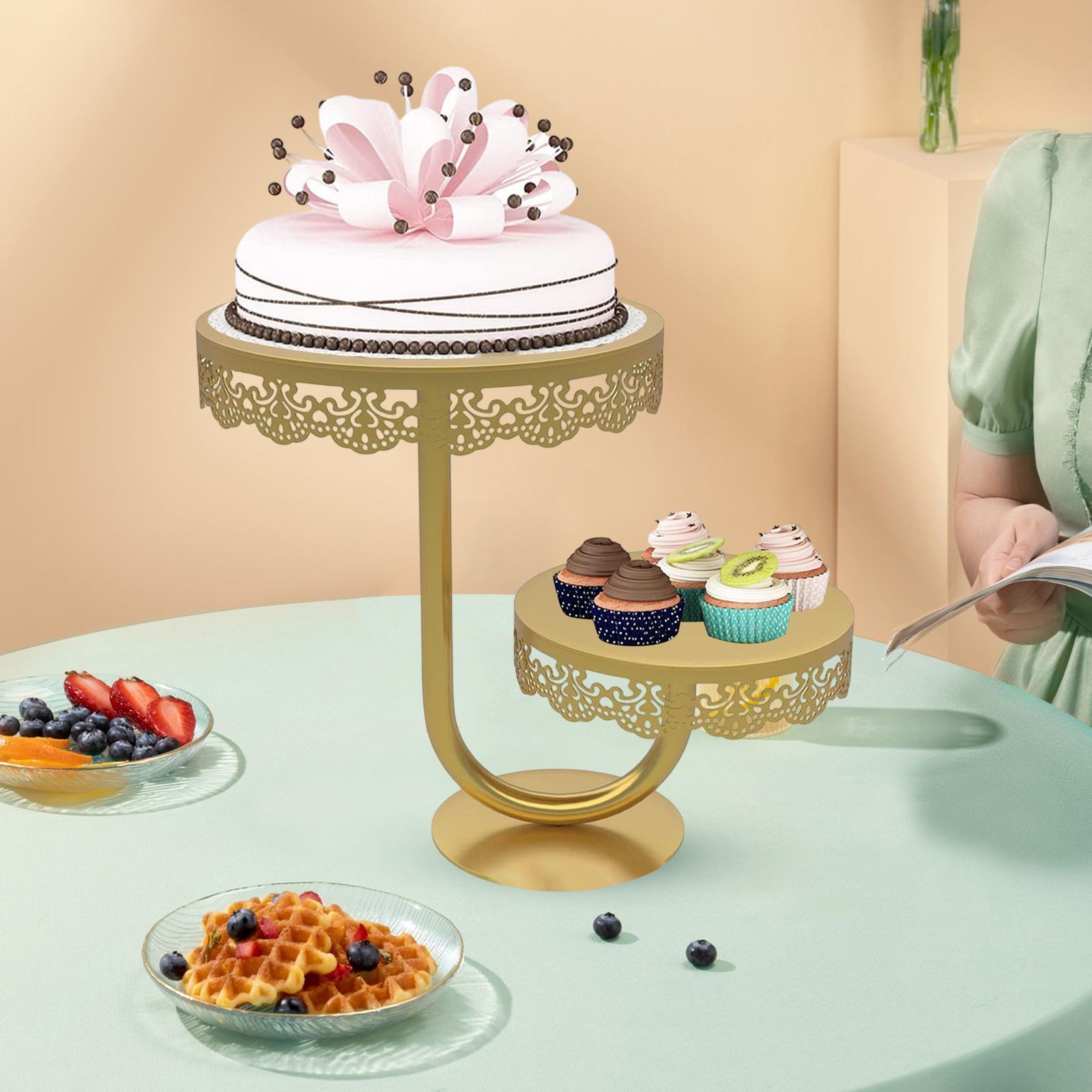 2 Tier Cake Stand Display Holder Iron Round for Wedding Birthday