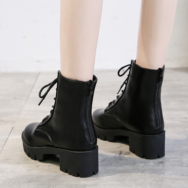 [CHUẨN CHẤT LƯỢNG] Giày boot đế thô 5 phân cột dây 1 dây kéo cá tính street style đường phố ulzzang boots S002