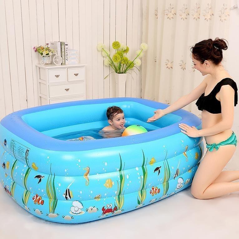 Bể Bơi 3 Tầng 1m3 - 1m5 - 1m8 Họa Tiết, phao bơi, bể mini cho bé Tặng Bơm Điện