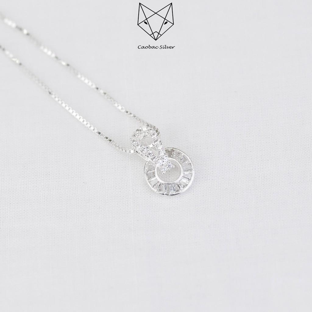 Dây Chuyền Bạc Nữ S99 CaoBac Silver Mặt Ổ Đá Tròn Viền Đính Đá- Chất Liệu Bạc Ta Cao Cấp - Trang Sức Cáo Bạc JEWELLERY