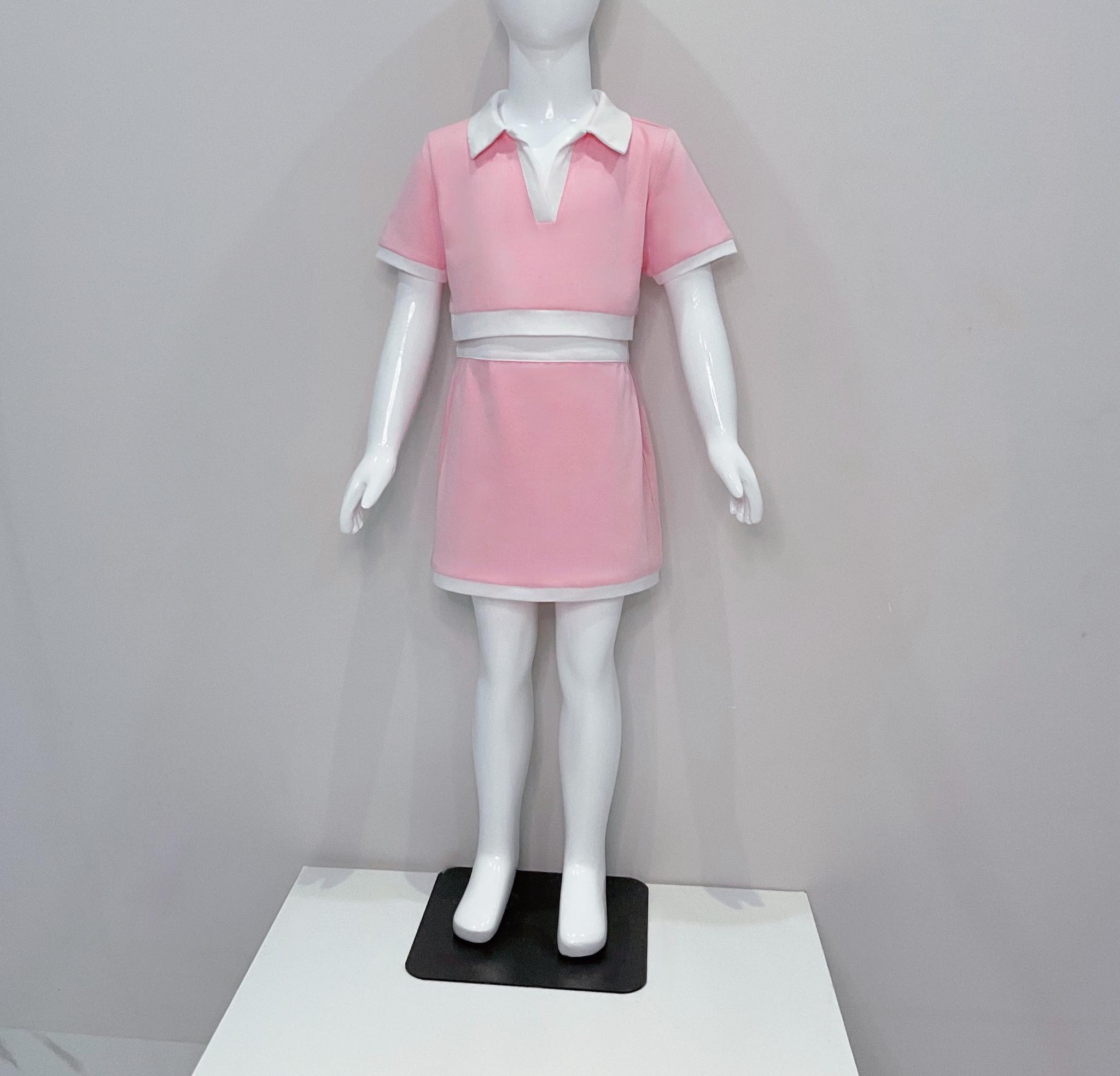 set áo croptop hồng và chân váy hồng dáng thể thao bé gái kiểu Hàn Quốc từ 4-8 tuổi Gloria kids