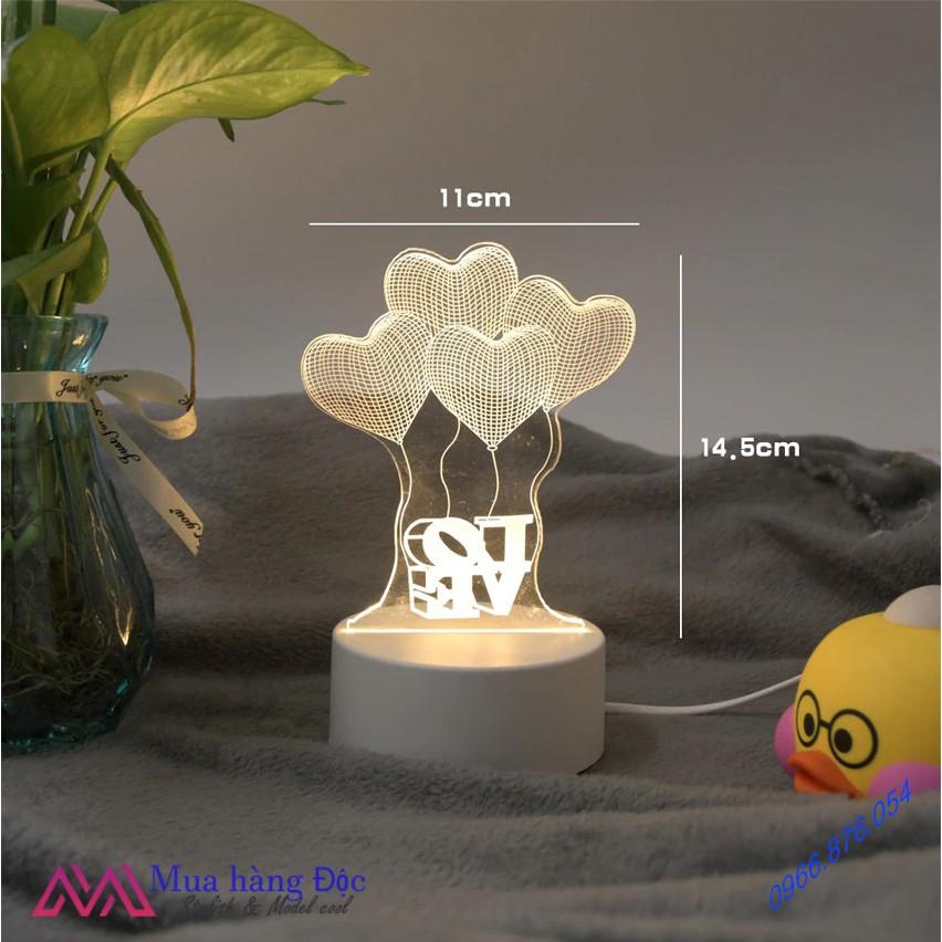 Đèn quà tăng Led sáng tạo 3D trăng tình yêu
