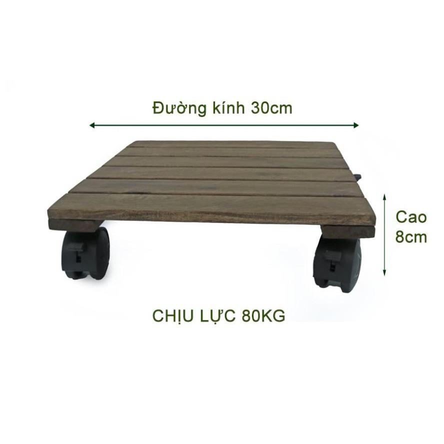 COMBO 2 Đế Gỗ Đặt Chậu Cây Hình vuông Có Bánh Xe Di Chuyển - Ban công xanh