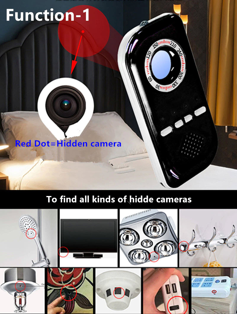 Máy Dò Phát Hiện Camera, Còi Báo Đ.ộng Chống Tr.ộm, Dò Ti.ền Giấy Cao Cấp K300. K300 Portable Hidden Camera Detector Anti Spy Detector Mini Pinhole Camera Finder Anti-theft Alarm Compass