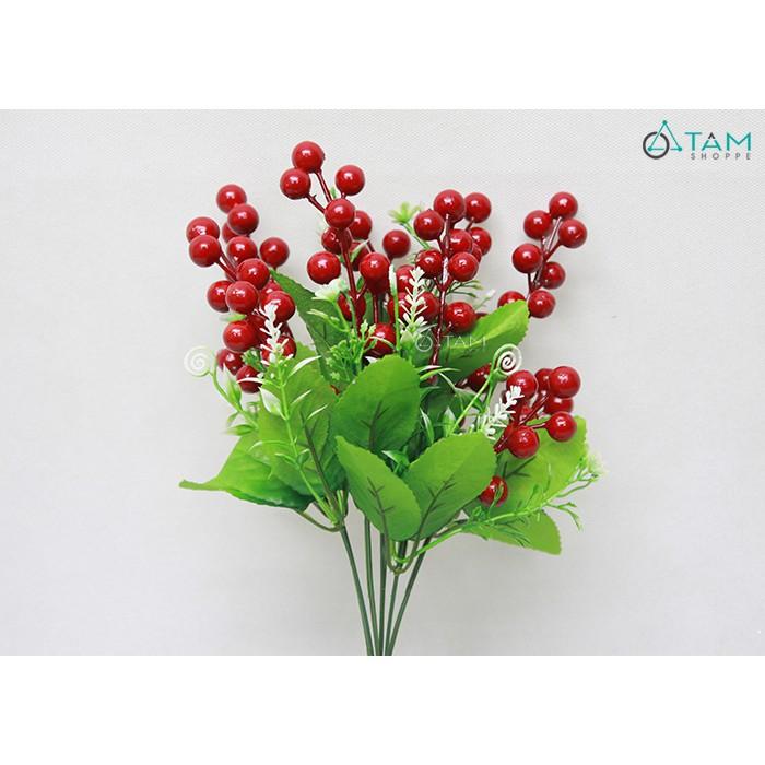 Cành hoa giả trang trí kim cang đỏ D35cm F-CHG-64