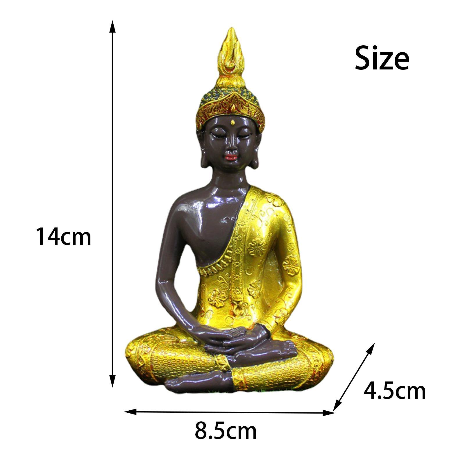 Thai Seated Buddha Statue Serene Meditating Feng Shui for Office Tabletop