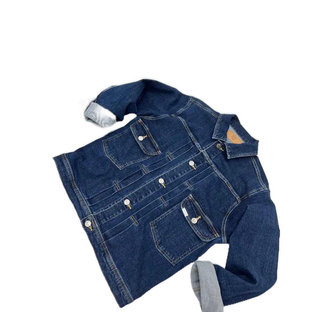 Áo Khoác jean denim, Áo Khoác bò Basic Xếp Ly JK3_ Unisex màu xanh và đen trơn basic dáng suông phong cách | Samma Jeans