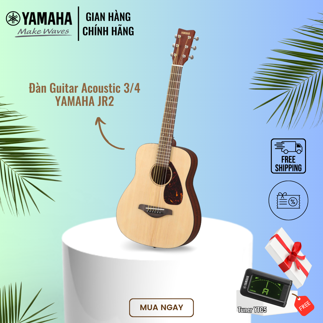 Đàn Guitar Acoustic YAMAHA JR2 size 3/4 kèm bao vải - Phù hợp cho người mới bắt đầu chơi đàn, thiết kế nhỏ gọn, âm thanh tươi sáng, sản phẩm chính hãng