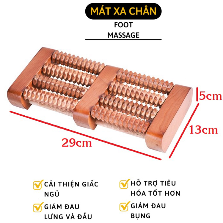 Bàn lăn gỗ massage chân 4 hàng