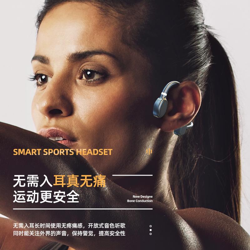 Tai nghe bluetooth dẫn truyền xương thuận lợi nhất năm cảm biến xương mới tai treo thể thao không dây thực sự không hỗ trợ tiêu chuẩn chính thức màu đen