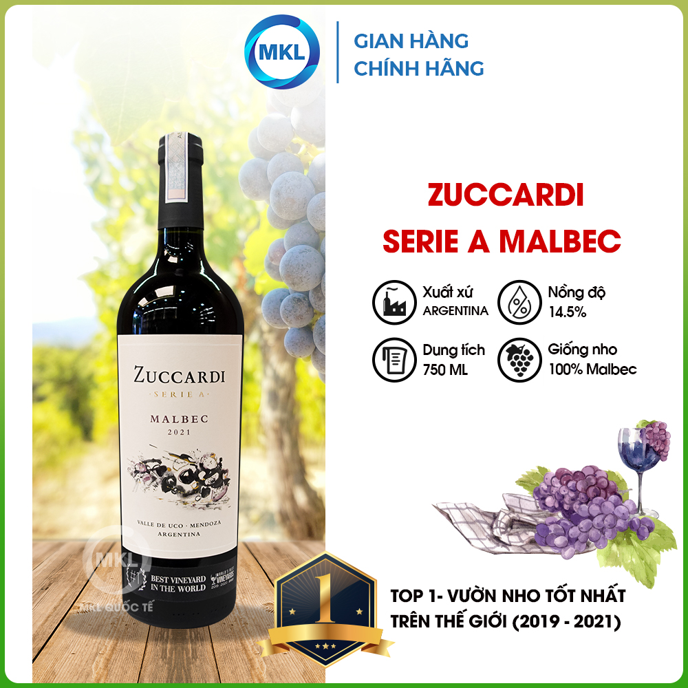 Rượu Vang Đỏ Zuccardi Serie A Malbec 750ml 14.5% - Argentina - Hàng Chính Hãng