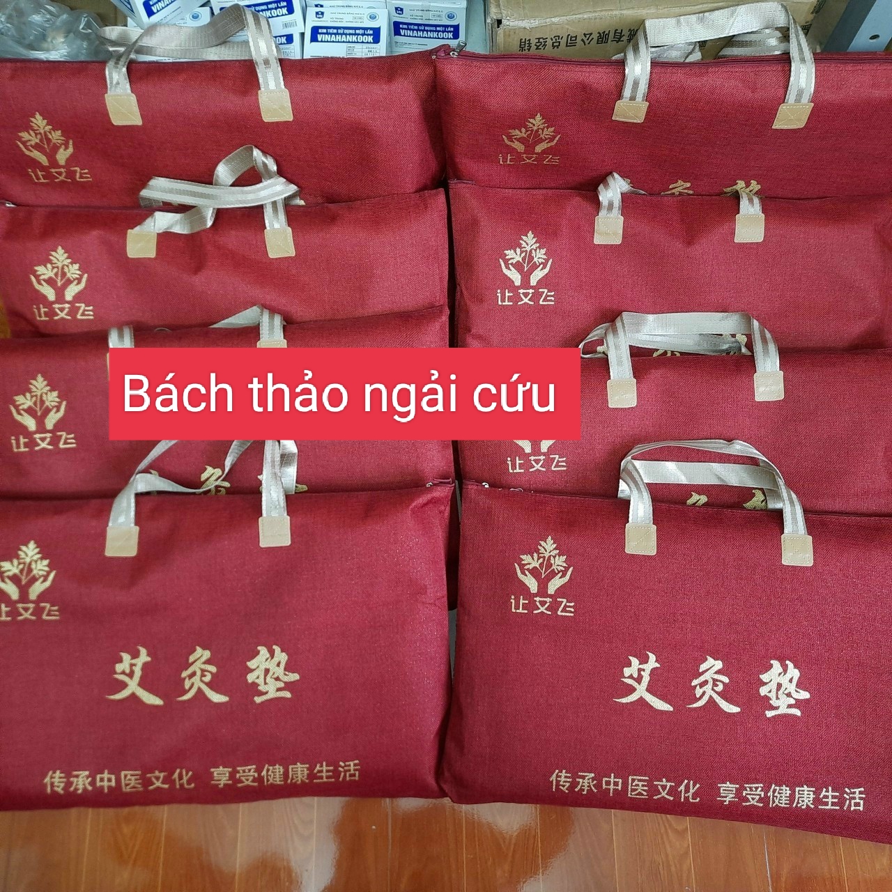 ( XỊN THƠM) Thảm ngải cứu đông y Trung hoa logo bàn tay cao cấp.Đệm sưởi ngải cứu giảm đau mỏi lưng, cổ vai gáy, mất ngủ