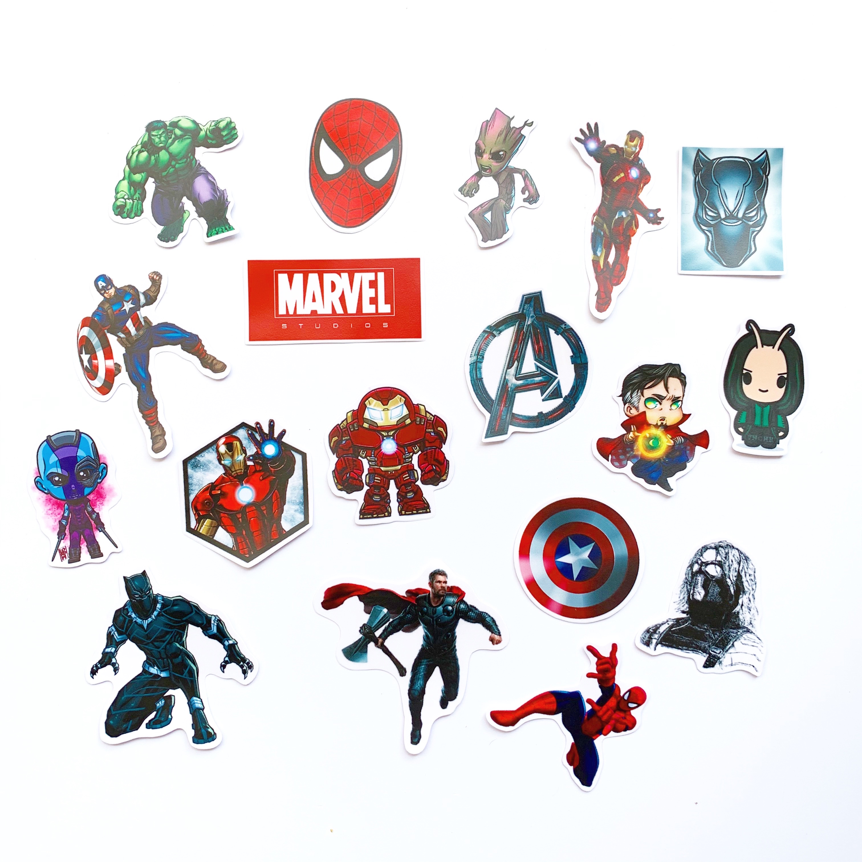 Sticker Marvel Siêu Anh Hùng - Chất Liệu PVC Chất Lượng Cao Chống Nước - Kích Thước 4-8cm