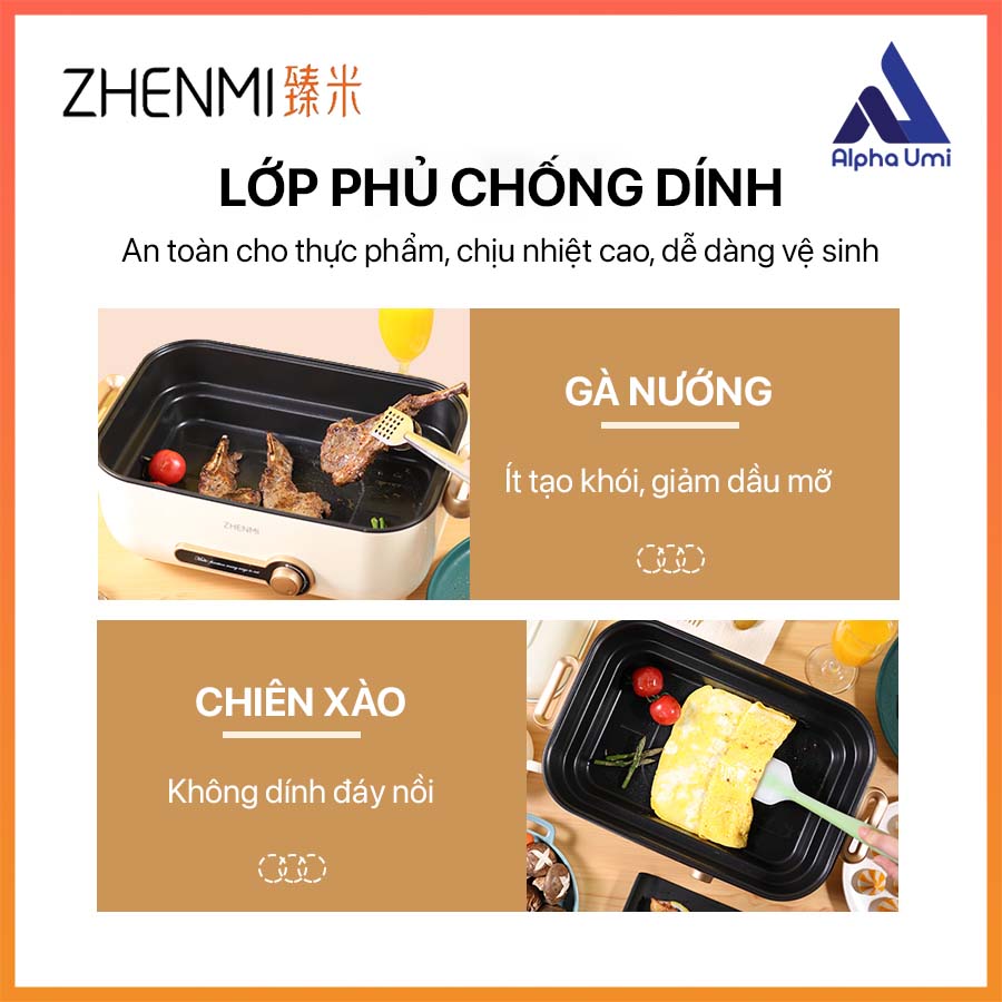 Nồi nấu điện, nồi lẩu điện đa năng ZHENMI ZM-ED4001 dung tích nồi 4L - Hàng nhập khẩu