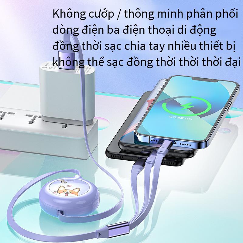 Cáp dữ liệu kéo dài một đến ba giá thấp nhất 6A sạc nhanh cáp sạc ba trong một dạng ống lồng quà tặng mẫu quảng cáo LOGO tùy chỉnh