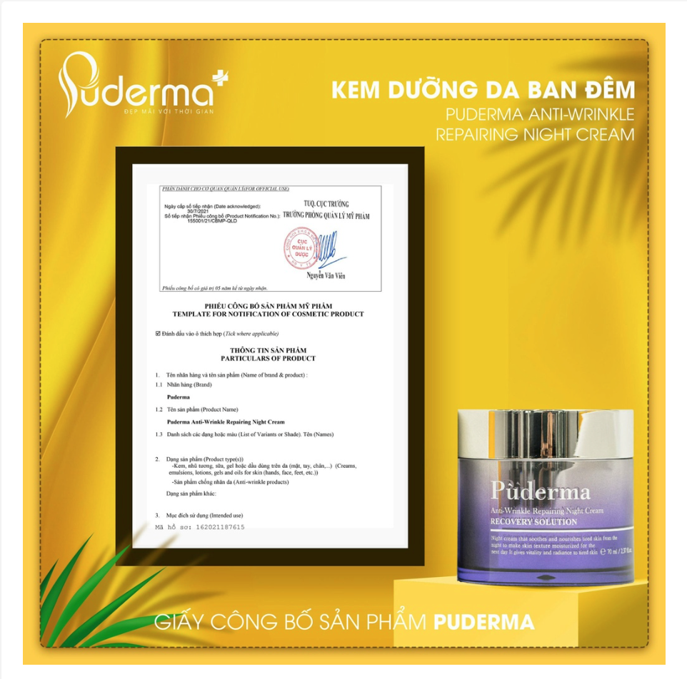 Bộ Kem Dưỡng Trắng Da Ngày và Đêm Puderma: Nâng Cơ, Chống chảy xệ, Giảm nếp nhăn, bật tone trang điểm.