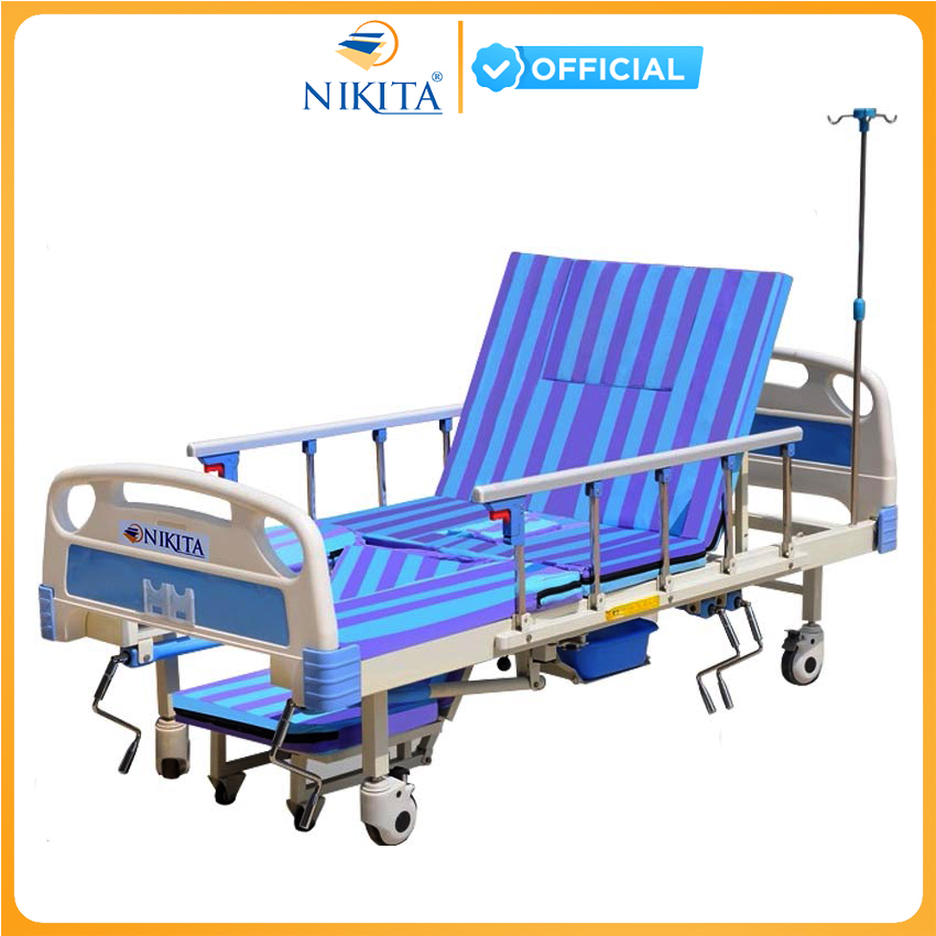 Giường y tế - DCN05 - Nâng đầu, nâng hạ chân, nghiêng trái phải, có chổ để bô - Chính hãng NIKITA