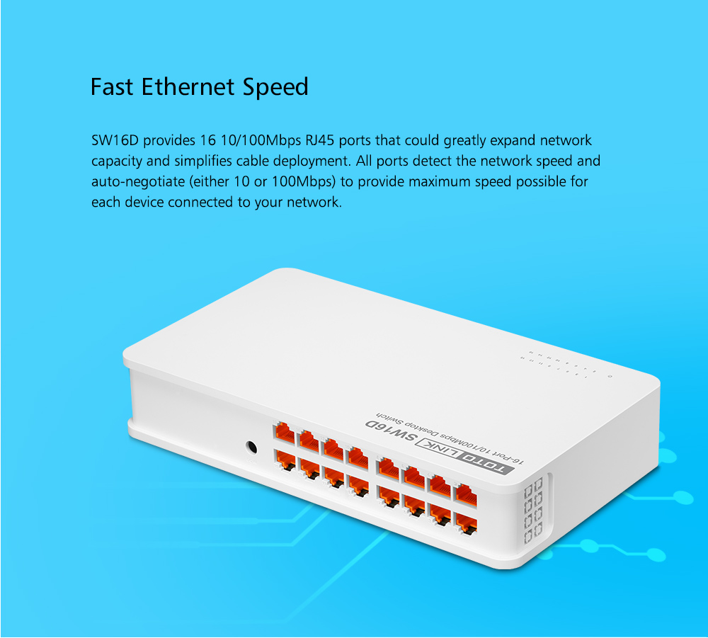 Bộ chia mạng TOTOLINK SW16D 16 cổng 10/100Mbps - Hàng chính hãng