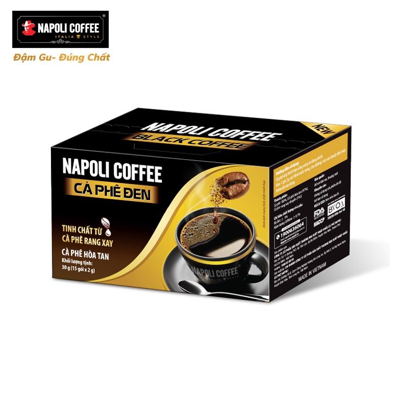 Cà phê Đen Đá Không Đường Napoli Coffee(15gói x 2g) -Cafe Hoà Tan Sấy Lạnh từ Arabica Hạt SẠCH Chua Thanh Hậu Ngọt