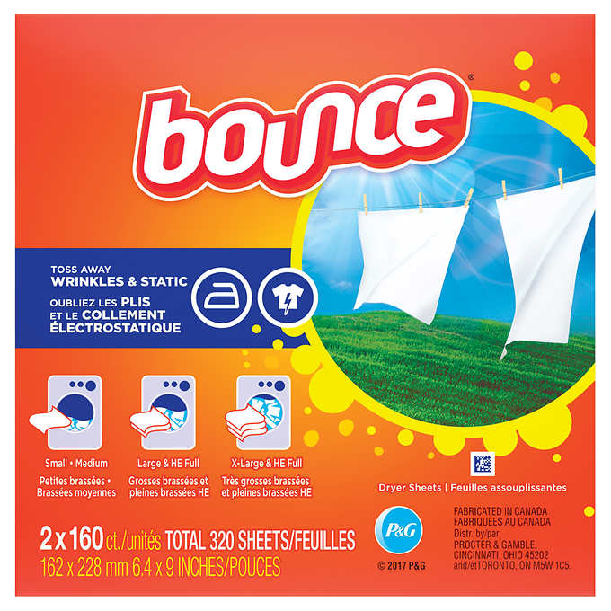 LỐC GIẤY THƠM QUẦN ÁO BOUNCE 160x2 TỜ (TOTAL 320 SHEETS) CỦA MỸ