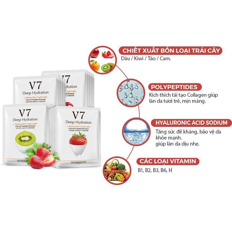 Mặt nạ giấy chống lão hóa dưỡng da trắng da dưỡng ẩm giảm mụn V7 Bioaqua LUVELA MN05