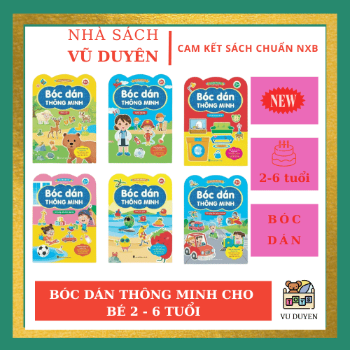 Bộ 6 cuốn 800+ Miếng bóc dán thông minh Song ngữ Việt Anh Vừa học vừa chơi Giúp bé nhanh tay nhanh mắt Phát triển khả năng tư duy sáng tạo toàn diện cho trẻ