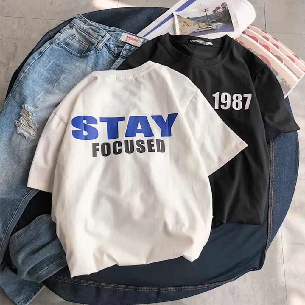 Áo thun unisex stee form rộng tay lửng nam nữ STAY FOCUS 19887 aothununisex aophongnam
