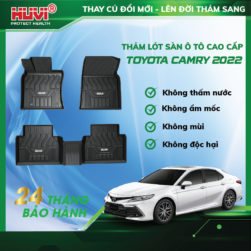 Thảm lót sàn ô tô Toyota Camry 2022 nhựa TPE nguyên sinh, ôm khít sàn xe