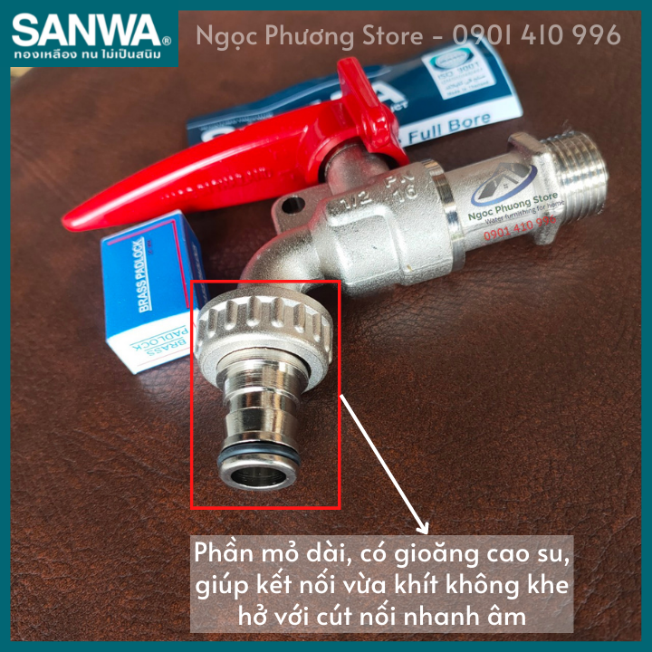 Vòi vườn, vòi hồ, vòi nước có chìa khóa SANWA, 100% nhập khẩu, Phi 21mm CKT15L