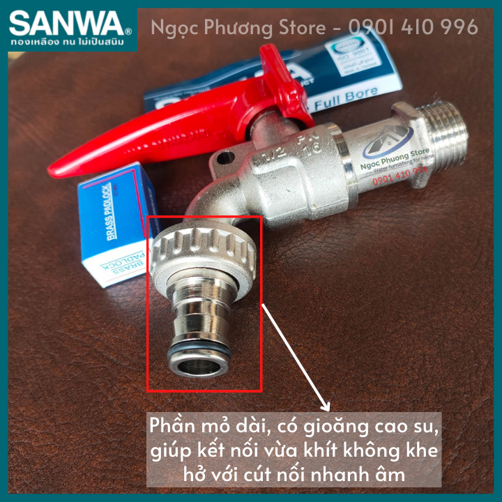 [SANWA THÁI LAN] Vòi vườn, vòi hồ, vòi nước có chìa khóa SANWA, 100% nhập khẩu, Phi 21mm CKT15L