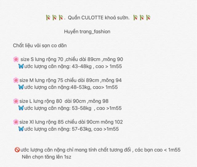 Quần ống rộng nữ khóa sườn vải mềm