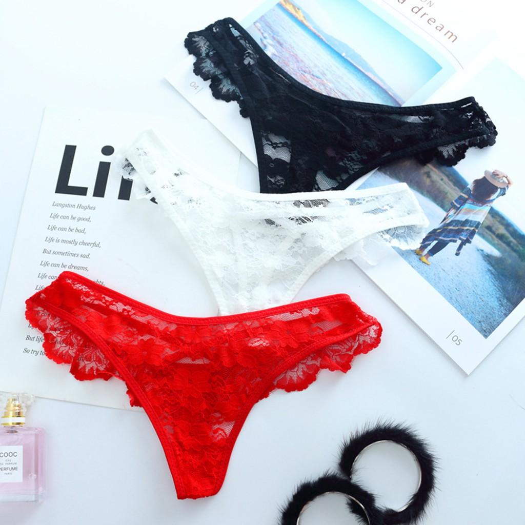Combo 3 Quần lót lọt khe - Quần lót ren nữ phối dây sexy - Chất liệu ren mềm mịn, màu ngẫu nhiên DNL019