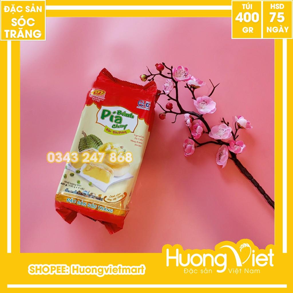 Bánh pía chay đậu xanh sầu riêng Tân Huê Viên 400g, bánh pía Sóc Trăng ăn chay không trứng muối
