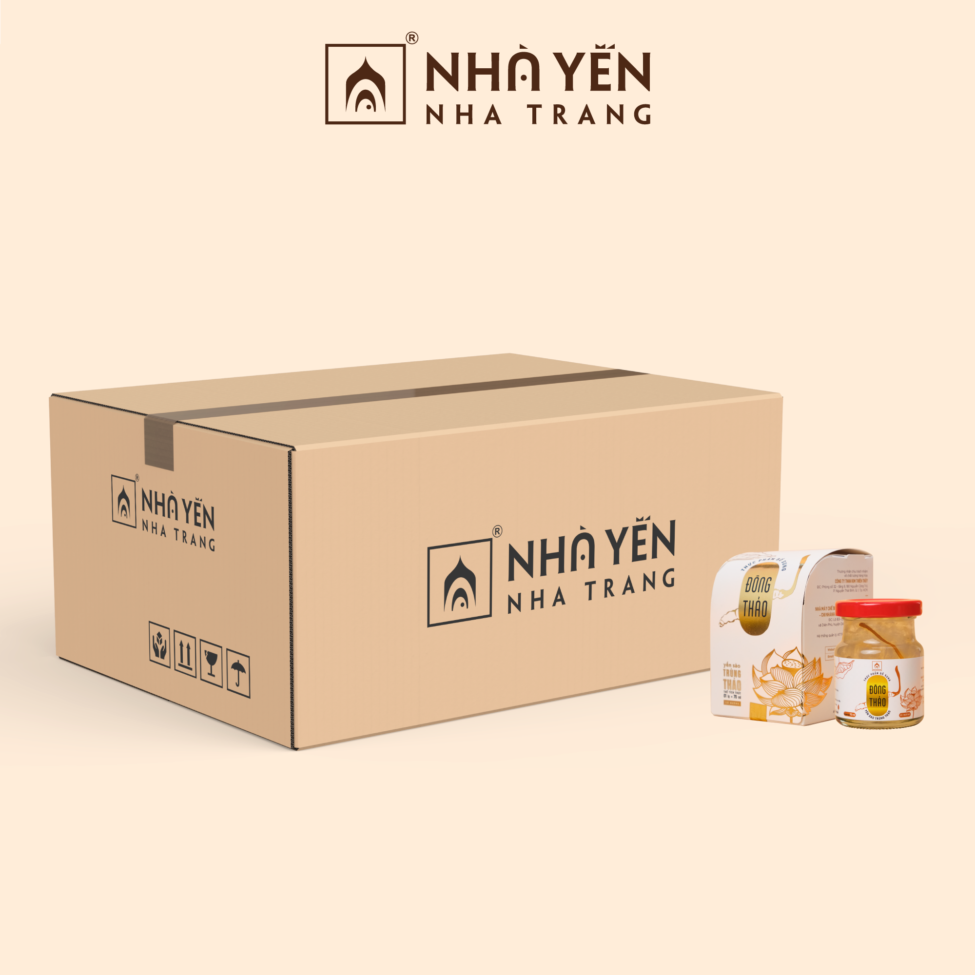 Thùng 30 Lọ Nước Yến Sào Đông Trùng Hạ Thảo - Nhà Yến Nha Trang - Hộp 1 Lọ - Tổ Yến Chưng Sẵn - Nước Yến Chưng Sẵn - Hàng Chính Hãng