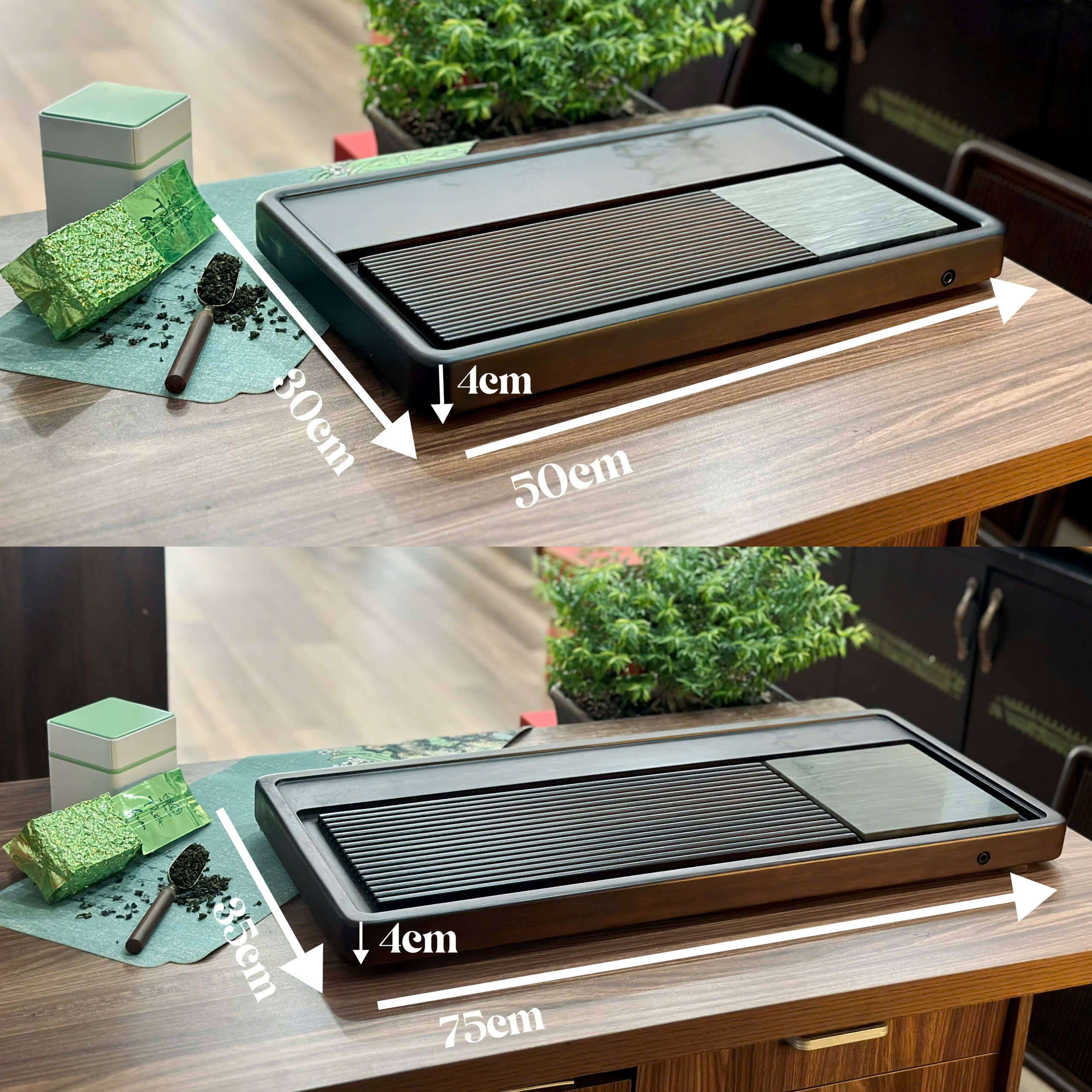 KHAY TRÀ GỖ - BỀ MẶT DÁT ĐÁ - ỐNG DẪN THOÁT NƯỚC - ĐỘ BỀN CAO
