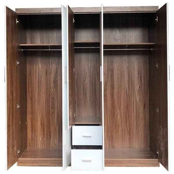 Tủ gỗ quần áo MDF màu trắng 5 cánh