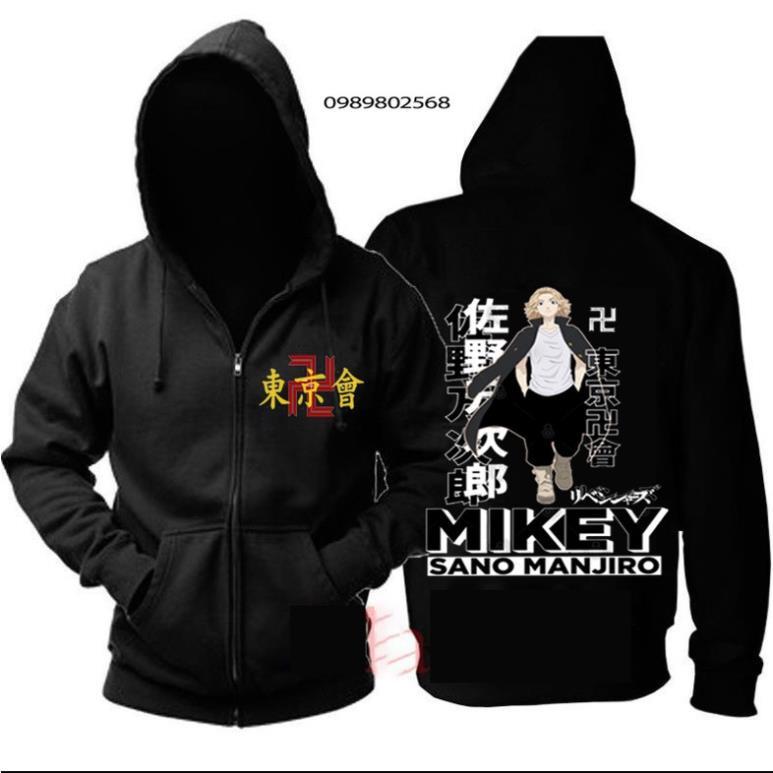 SALE 50% BST ÁO KHOÁC ÁO HOODIE HÌNH TOKYO REVENGERS MIKEY, MANJIRO , SANO DRAKEN ANIME KÈM QUÀ TẶNG