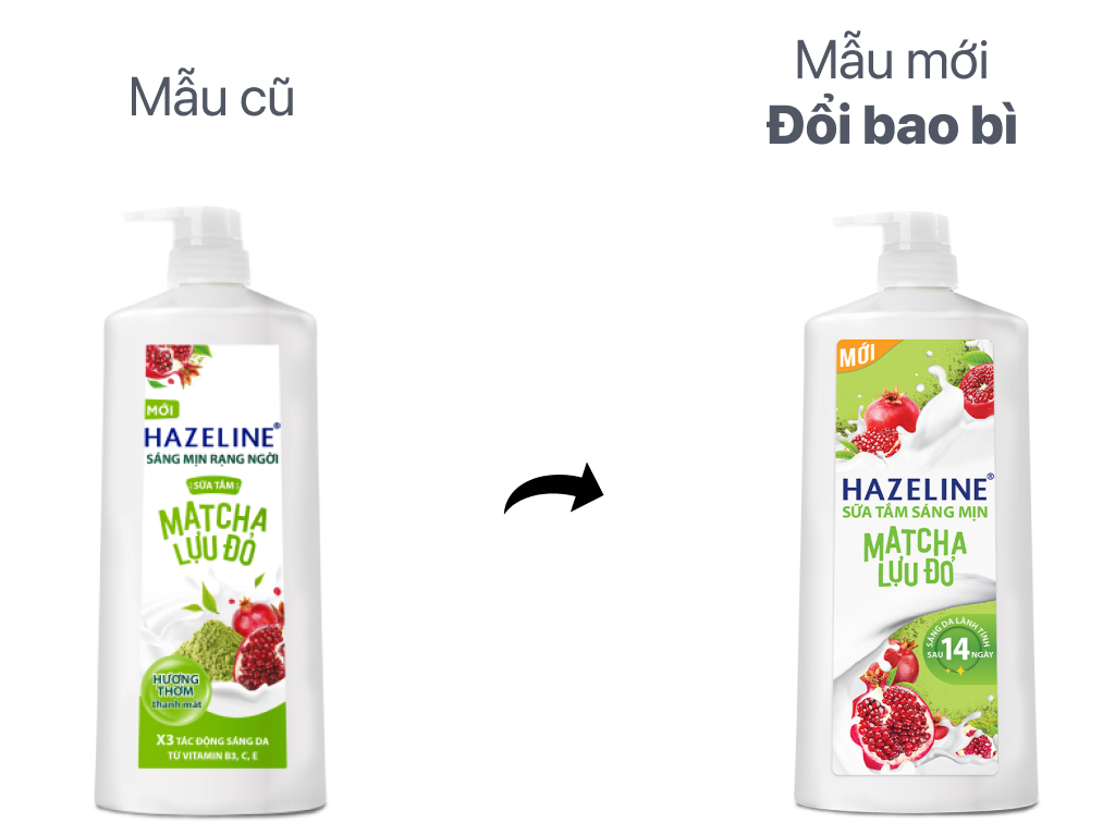 Sữa tắm Hazeline Dưỡng Thể Trắng Sáng &amp; Mịn Da Từ Thiên Nhiên Matcha Lựu Đỏ 1kg