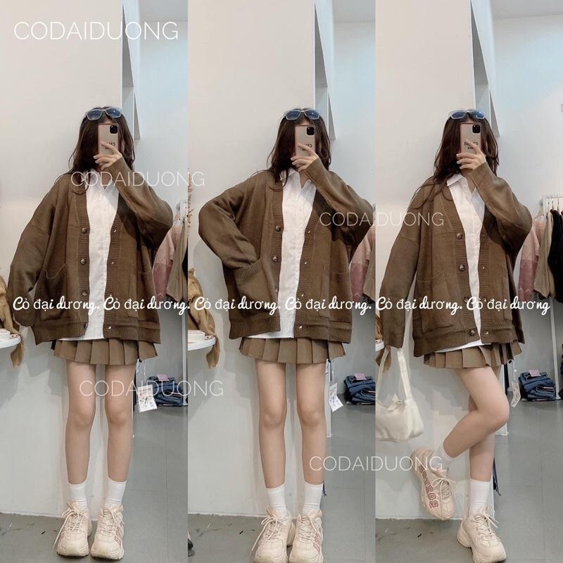 áo len cadigan trơn mã A85 - 5(xanh rêu),freesize dưới 65kg
