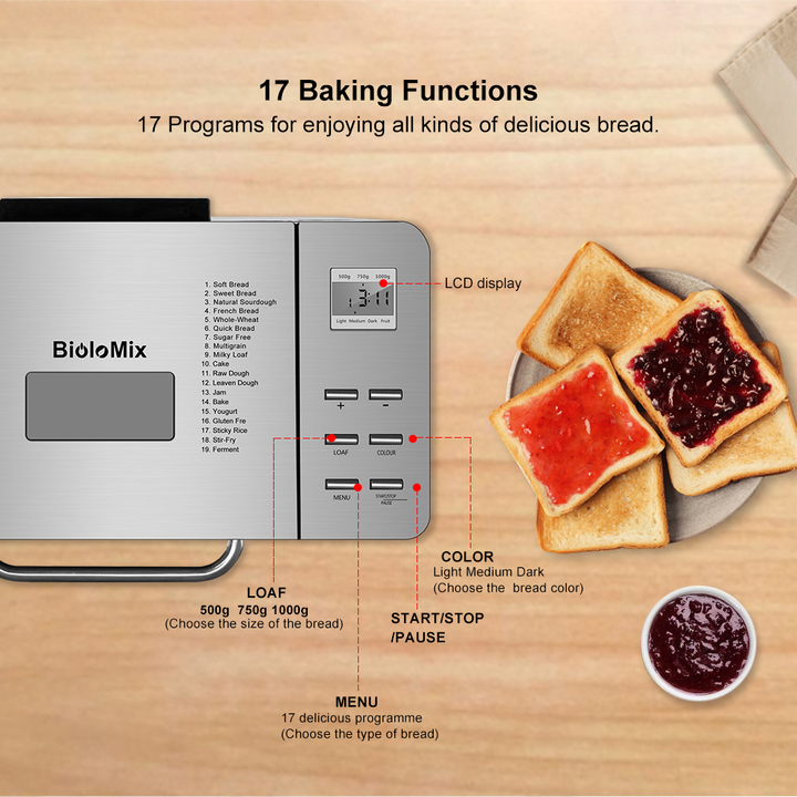 Máy làm bánh mì tự động cao cấp BBM013 - Thương hiệu cao cấp BioloMix - HÀNG NHẬP KHẨU (Bảo Hành 2 Năm)