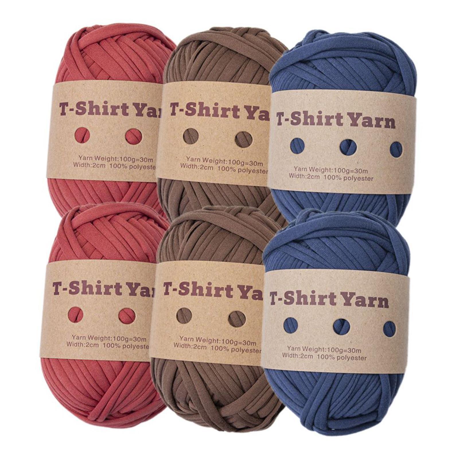 6x T Shirt Yarn 3 Colors Easy to Wash Knitting Yarn for Blanket Throw Pillow