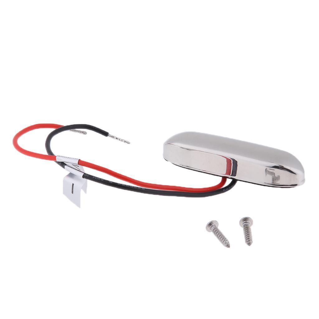 12V Oblong RV Boat Blue LED Step Stair Light Stainless Steel Clear Lens