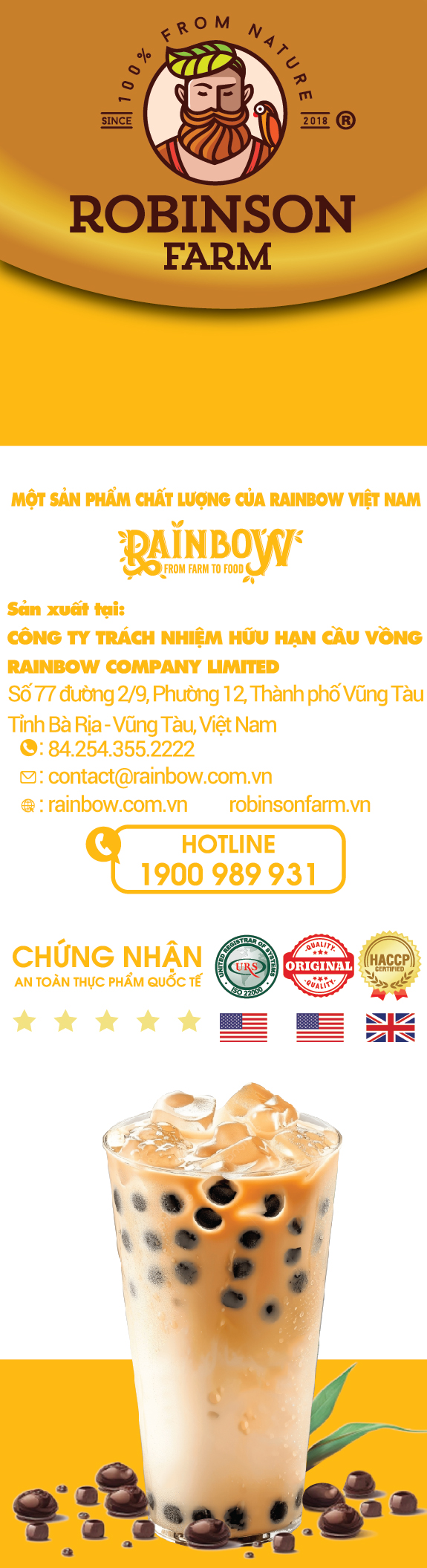 ROBINSON FARM - Trà Sữa Phú Sĩ - Vị Xoài  - Hộp 180g (10 gói x 18g)
