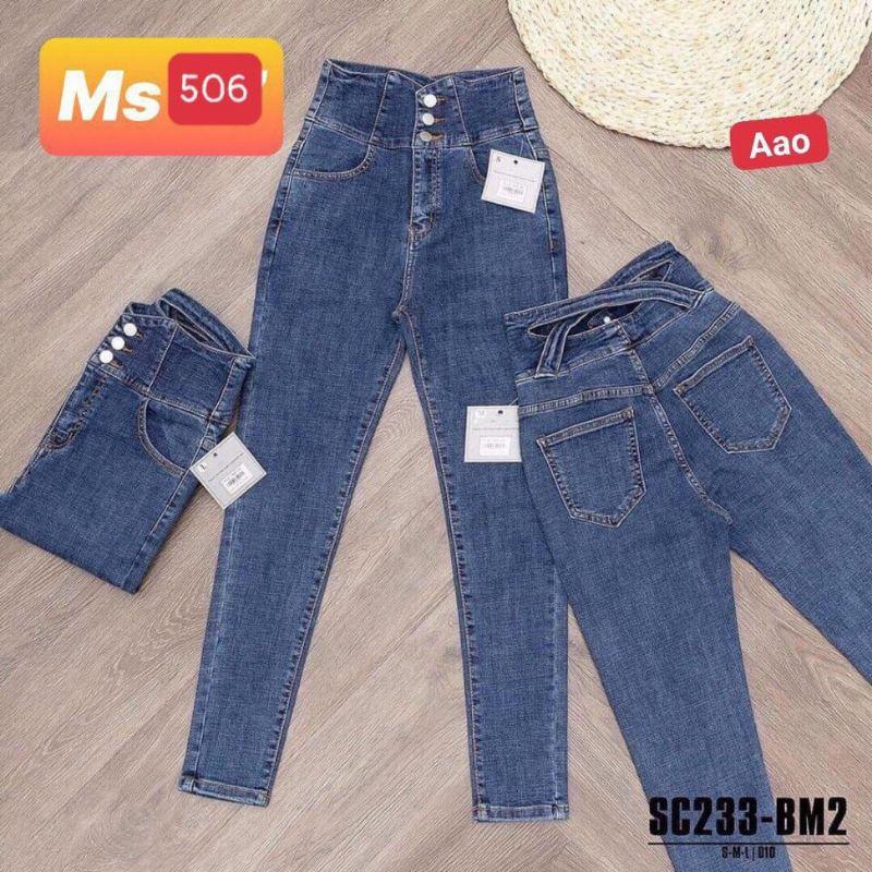 Quần jeans nữ lưng cao 3 nút