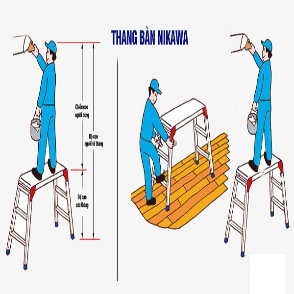 Thang nhôm bàn cao cấp Nikawa, NKC-49, chiều cao sử dụng 49cm